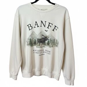 trdmrk Banff National Park Graphic Sweatshirt Cream Moose Alberta M/M Unisex